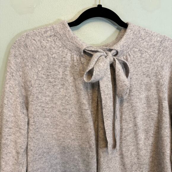 Lucy & Laurel Sweater Cardigan M Knitted Tie Collar Angora Wool 3/4 Sleeve Gray - Picture 4 of 8